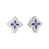 Roberto Coin Exclusive 18ct White Gold Princess Flower 0.52ct Diamond & Sapphire Earrings
