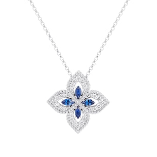 Roberto Coin Exclusive 18ct White Gold Venetian Princess 0.26ct Diamond & Sapphire 45cm Pendant