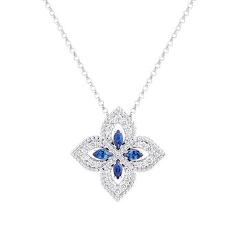 Exclusive Venetian Princess 18ct White Gold 0.26ct Diamond & Sapphire Pendant Necklace