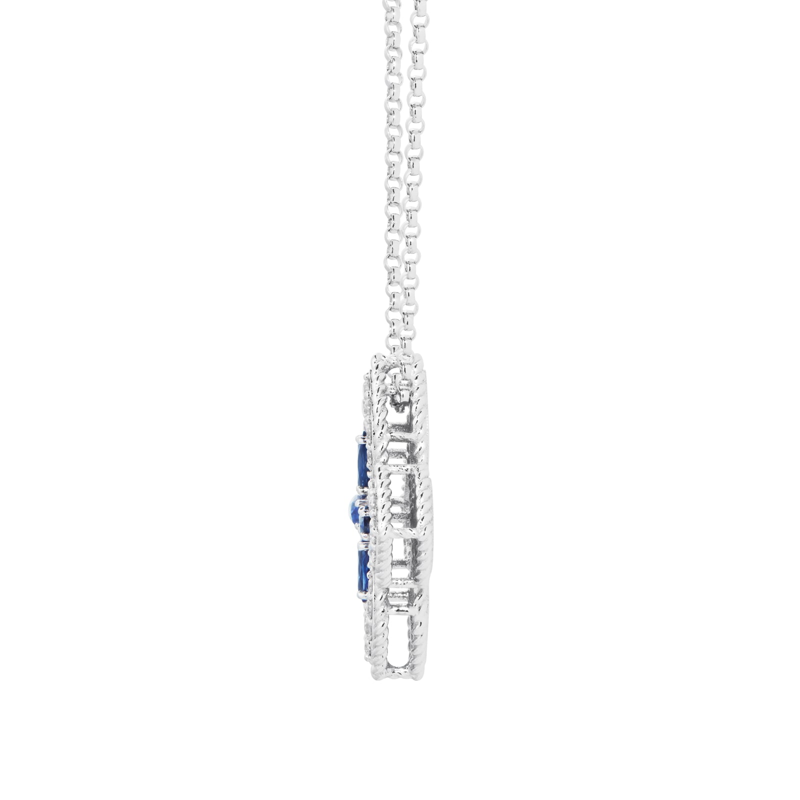 Roberto Coin Exclusive 18ct White Gold Venetian Princess 0.26ct Diamond & Sapphire 45cm Pendant