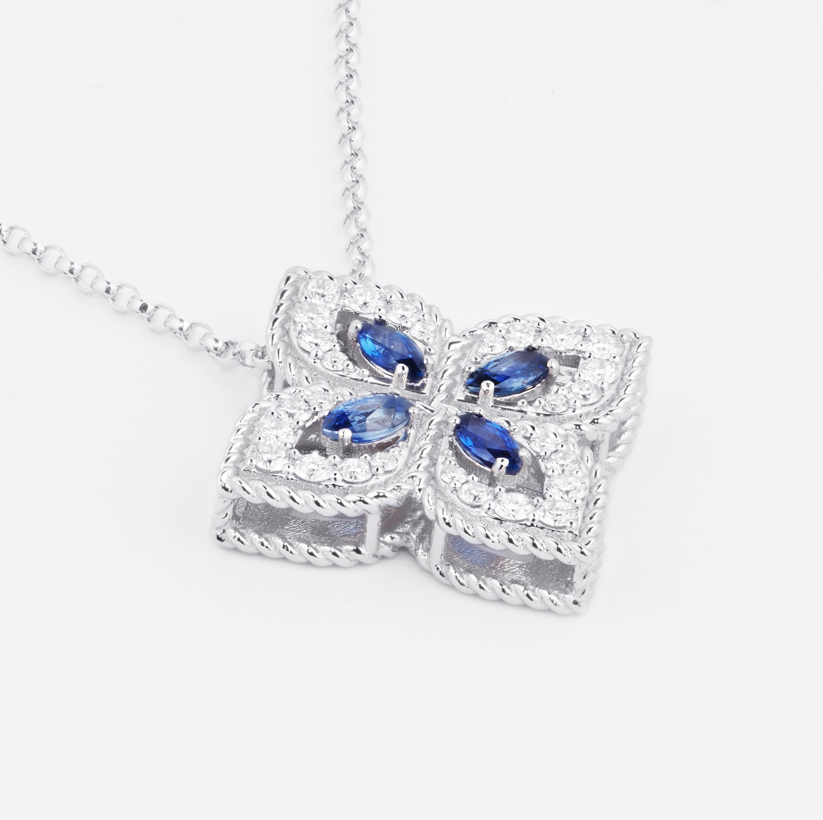 Roberto Coin Exclusive Venetian Princess 18ct White Gold 0.26ct Diamond & Sapphire Pendant Necklace Roberto Coin Exclusive Venetian Princess 18ct White Gold 0.26ct Diamond & Sapphire Pendant Necklace