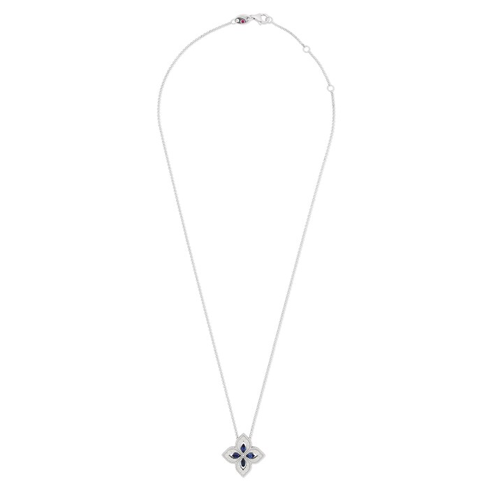 Roberto Coin Exclusive 18ct White Gold Venetian Princess 0.26ct Diamond & Sapphire 45cm Pendant