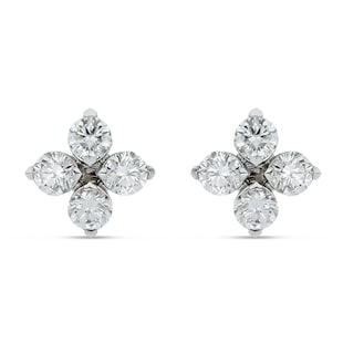 Roberto Coin 18ct White Gold Love in Verona Diamond 1.27ct Flower Earrings