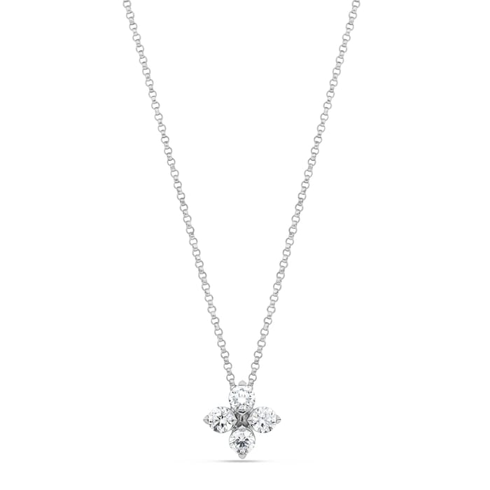 Roberto Coin 18ct White Gold Love in Verona Diamond 0.63ct Flower 45cm Pendant