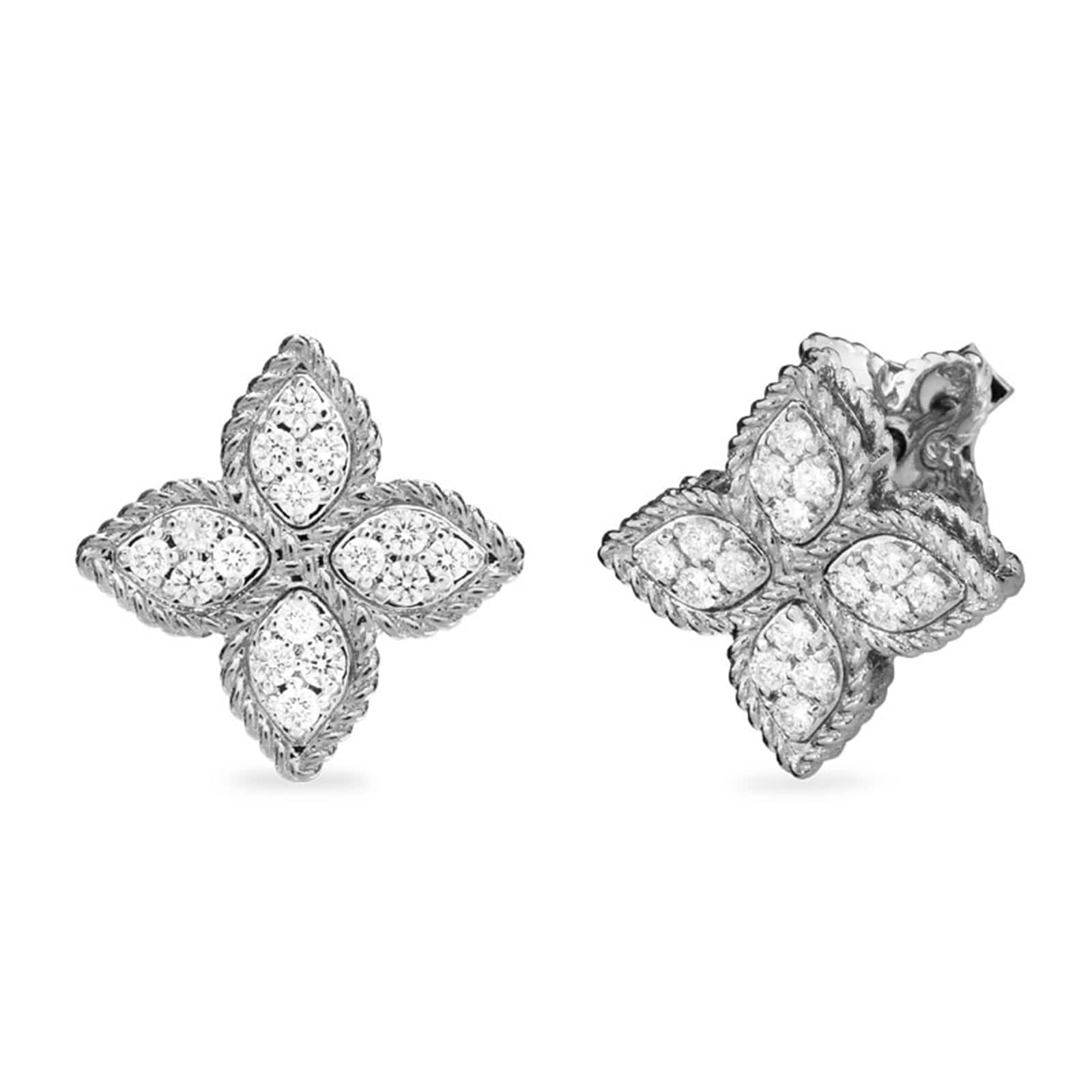 18ct White Gold Princess Flower Diamond 0.35ct Earrings