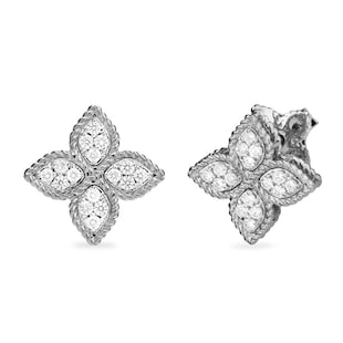 Roberto Coin 18ct White Gold Princess Flower Diamond 0.35ct Earrings