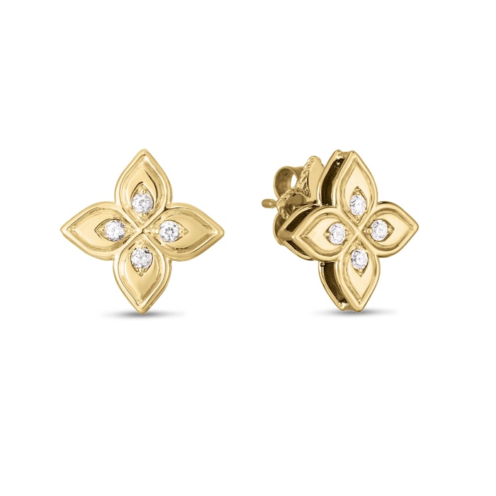 Roberto Coin 18ct Yellow Gold Love By The Yard Diamond 0.19ct Stud Earrings