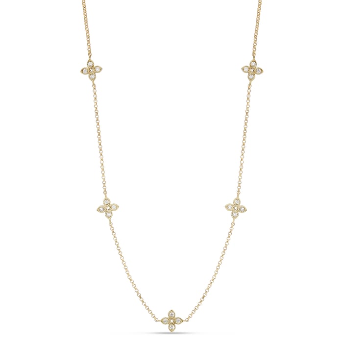 Roberto Coin 18ct Yellow Gold Love By The Yard 0.26ct 45cm 5 Stone Necklace