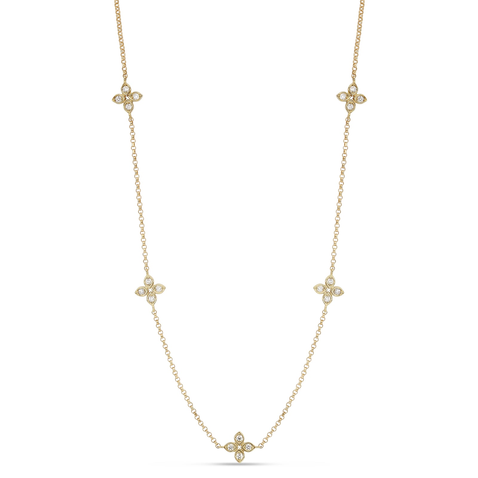 Roberto Coin 18ct Yellow Gold Love By The Yard 0.26ct 45cm 5 Stone Necklace