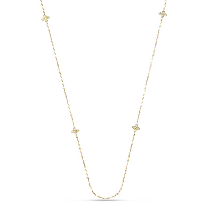 Roberto Coin 18ct Yellow Gold Love By The Yard 0.31ct 85cm 6 Stone Necklace