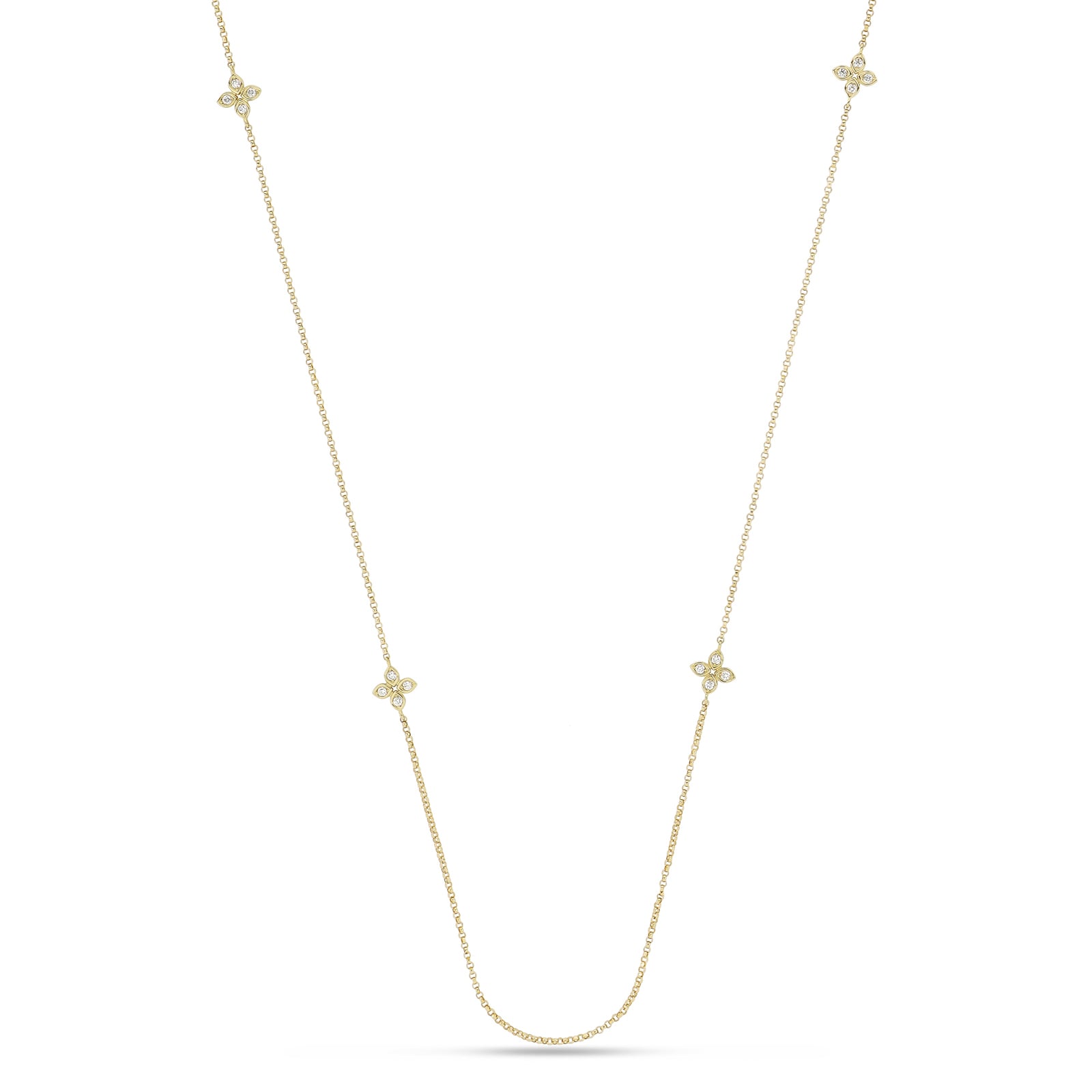 Roberto Coin 18ct Yellow Gold Love By The Yard 0.31ct 85cm 6 Stone Necklace