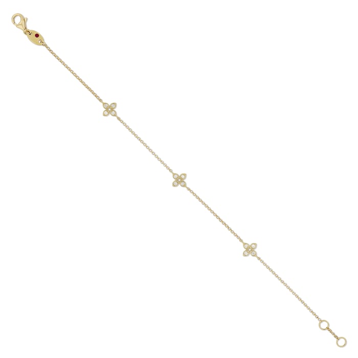 Roberto Coin 18ct Yellow Gold Love By The Yard 0.15ct 3 Station Bracelet