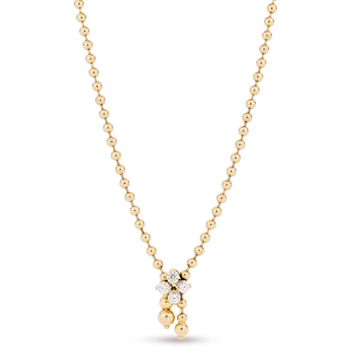 Roberto Coin 18ct Yellow Gold Love in Verona Diamond 0.34ct Flower Necklace