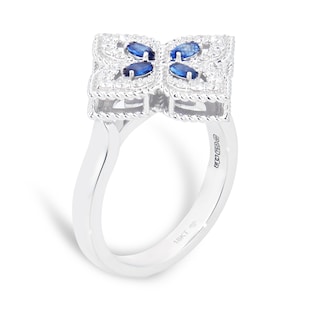 Roberto Coin Exclusive 18ct White Gold Venetian Princess 0.26ct Diamond & Sapphire Ring