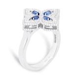 Roberto Coin Exclusive 18ct White Gold Princess Flower 0.26ct Diamond & Sapphire Ring