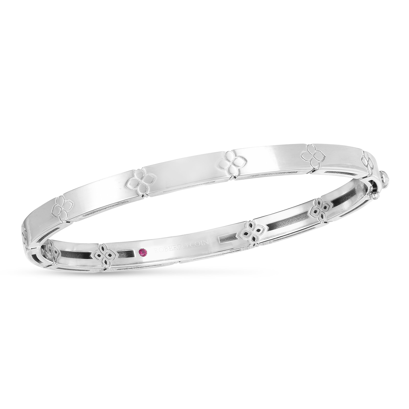 Roberto Coin 18k White Gold Love In Verona Narrow Bangle