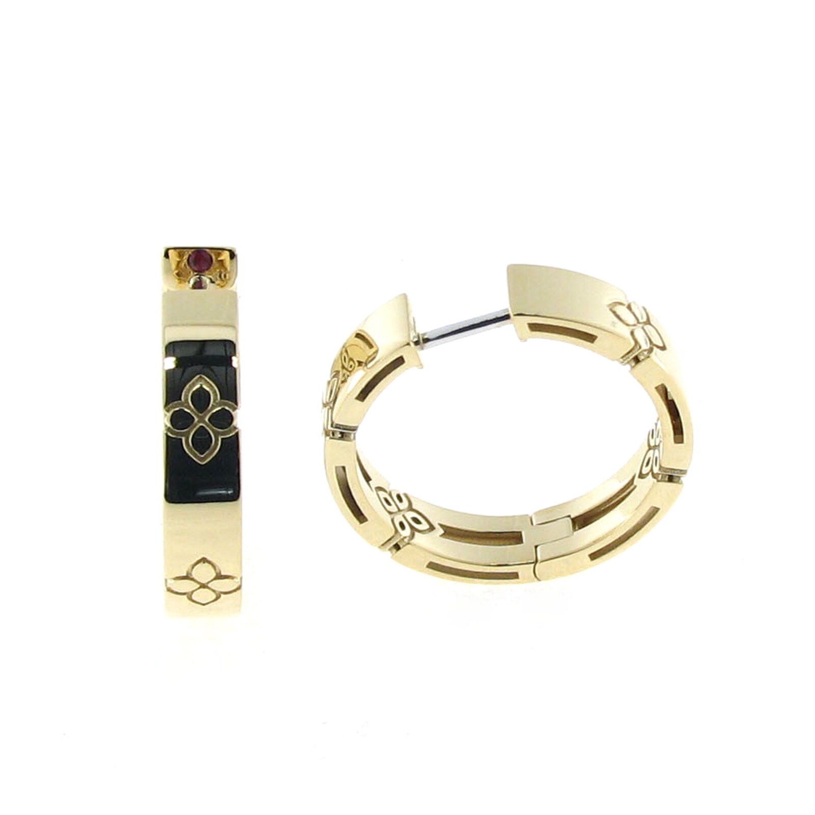 Roberto Coin Navarra Yellow Gold Diamond Link Huggie Hoop Earrings |  8883151AYERX | Borsheims