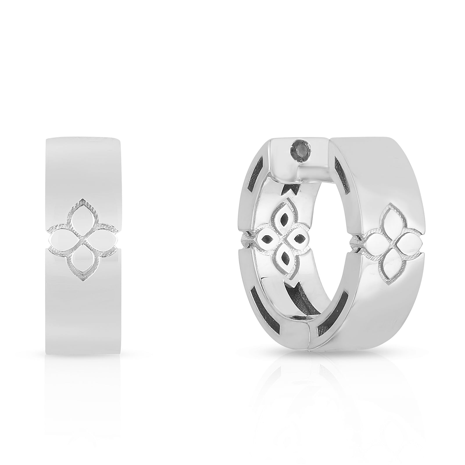 Roberto Coin 18k White Gold Love In Verona Hoop Earrings Roberto Coin 18k White Gold Love In Verona Hoop Earrings