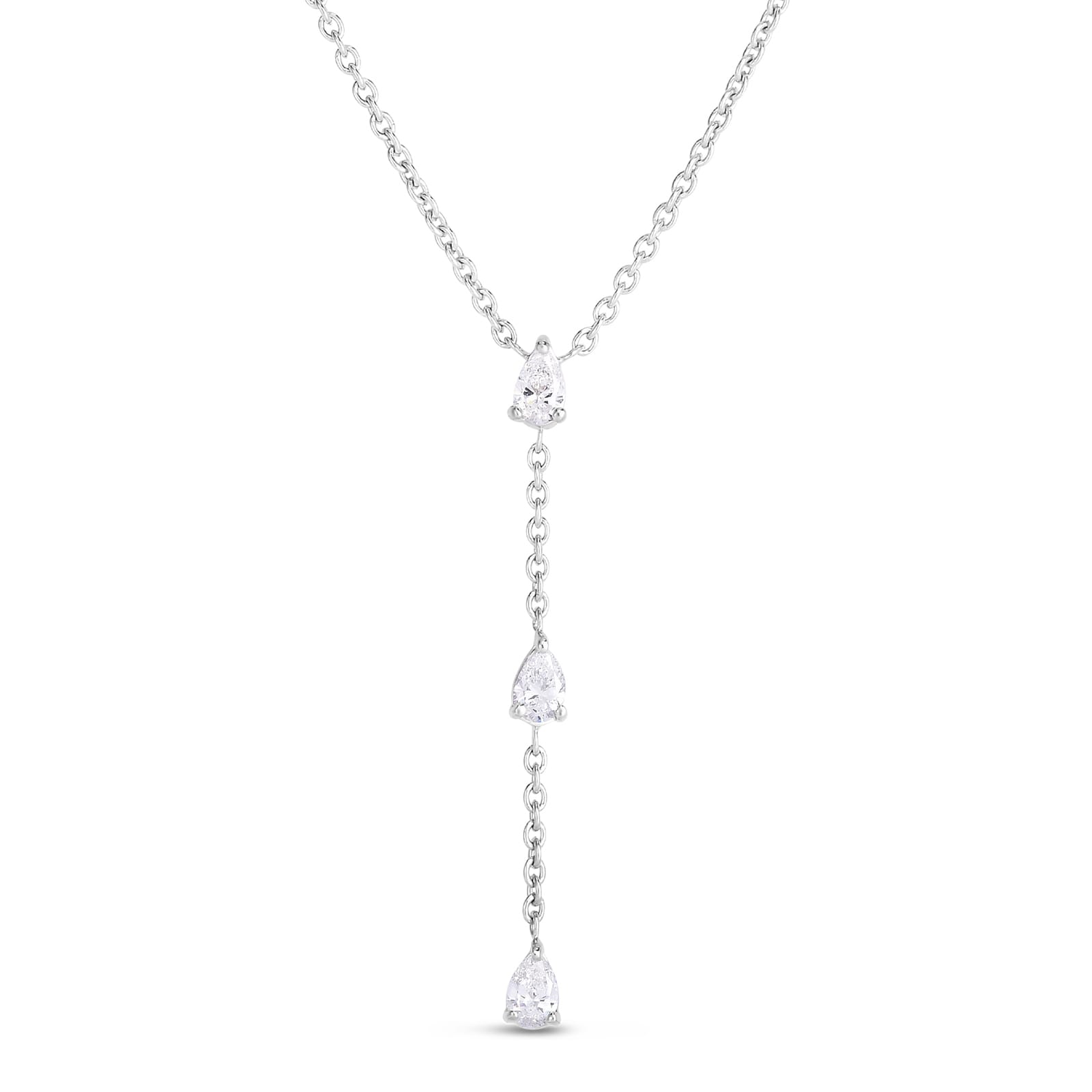 Roberto Coin 18k White Gold 3 Diamond 0.39cttw pear shape drop Necklace Roberto Coin 18k White Gold 3 Diamond 0.39cttw pear shape drop Necklace