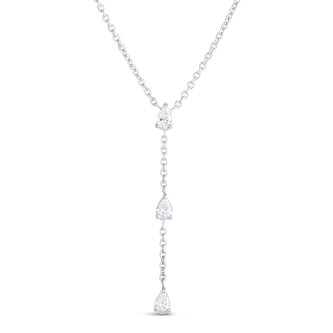 Roberto Coin 18k White Gold 3 Diamond 0.39cttw pear shape drop Necklace Roberto Coin 18k White Gold 3 Diamond 0.39cttw pear shape drop Necklace