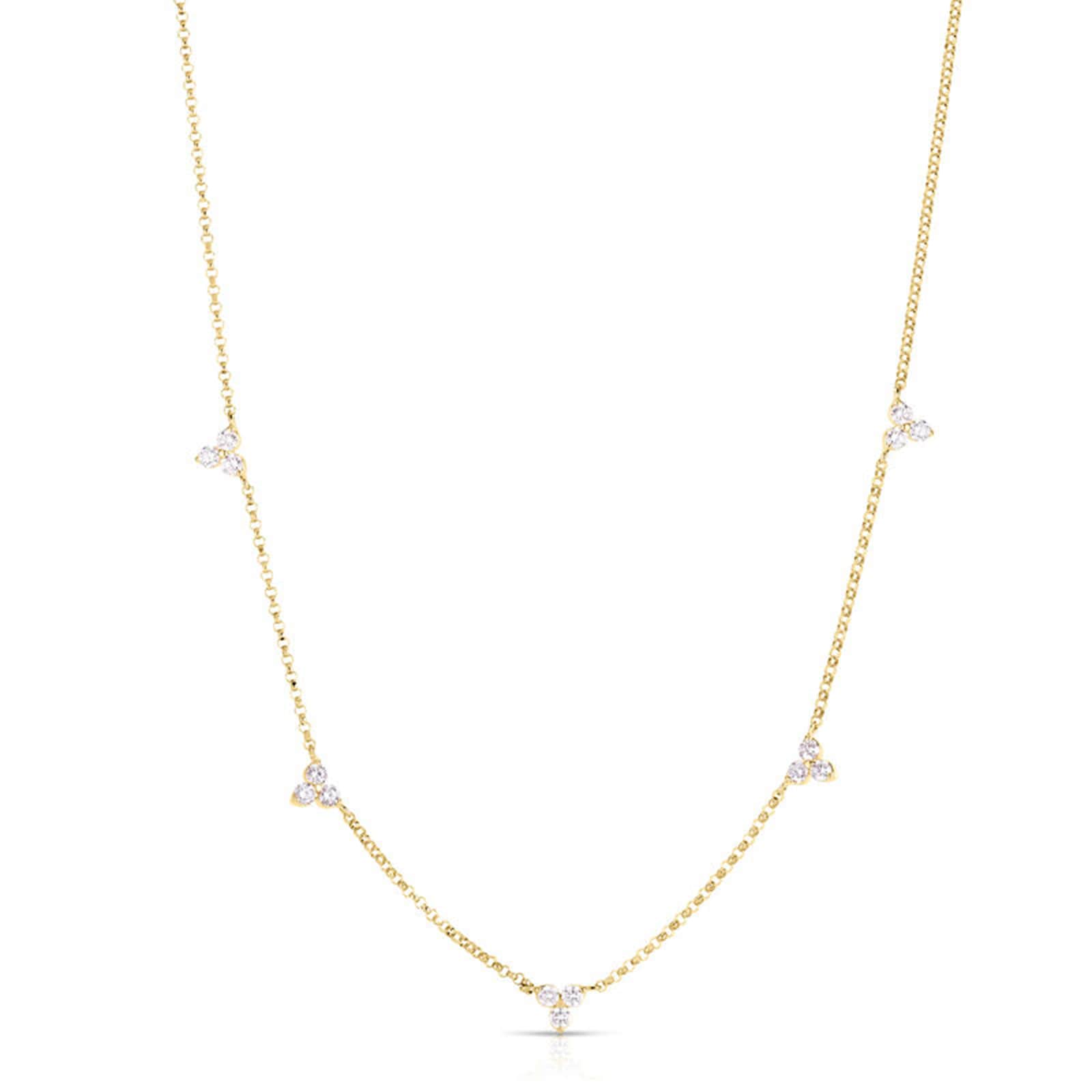 Roberto Coin 18k Yellow Gold Love by Yard 0.45cttw 5 station Diamond Necklace