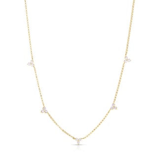 Roberto Coin 18k Yellow Gold Love by Yard 0.45cttw 5 station Diamond Necklace