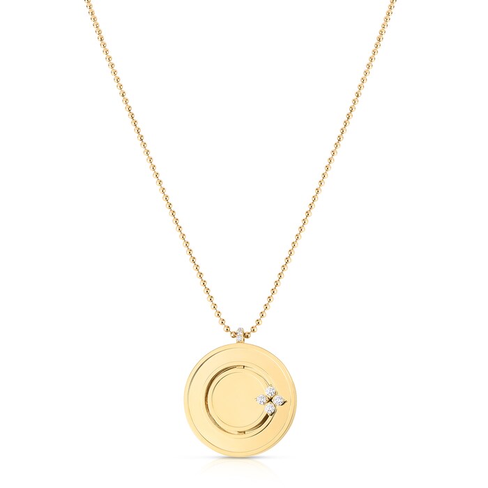 Roberto Coin 18k Yellow Gold Love in Verona 0.30cttw Diamond Large Medallion Necklace