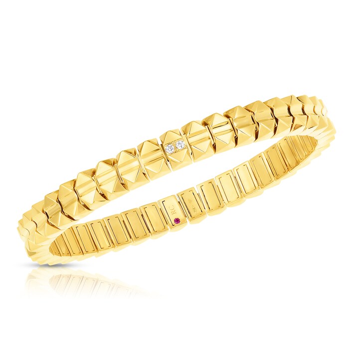 Roberto Coin 18k Yellow Gold 0.01cttw Diamond Obelisco Bangle - 6mm Wide