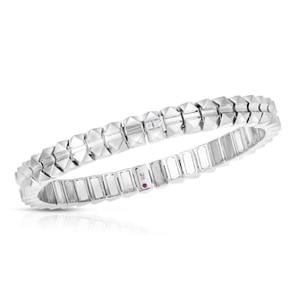 Roberto Coin 18k White Gold 0.01cttw Diamond Obelisco Bangle - 6mm Wide