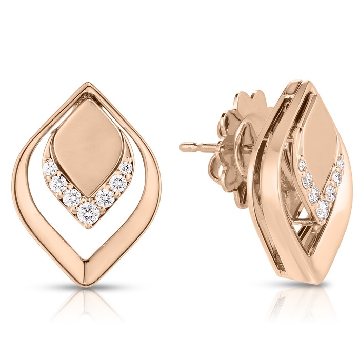 Roberto Coin 18k Rose Gold 0.14cttw Diamond Single Petal Stud Earrings