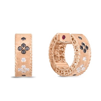 Roberto Coin 18k Rose Gold Venetian Princess 0.30cttw Black and White Diamond Hoop Earrings Roberto Coin 18k Rose Gold Venetian Princess 0.30cttw Black and White Diamond Hoop Earrings