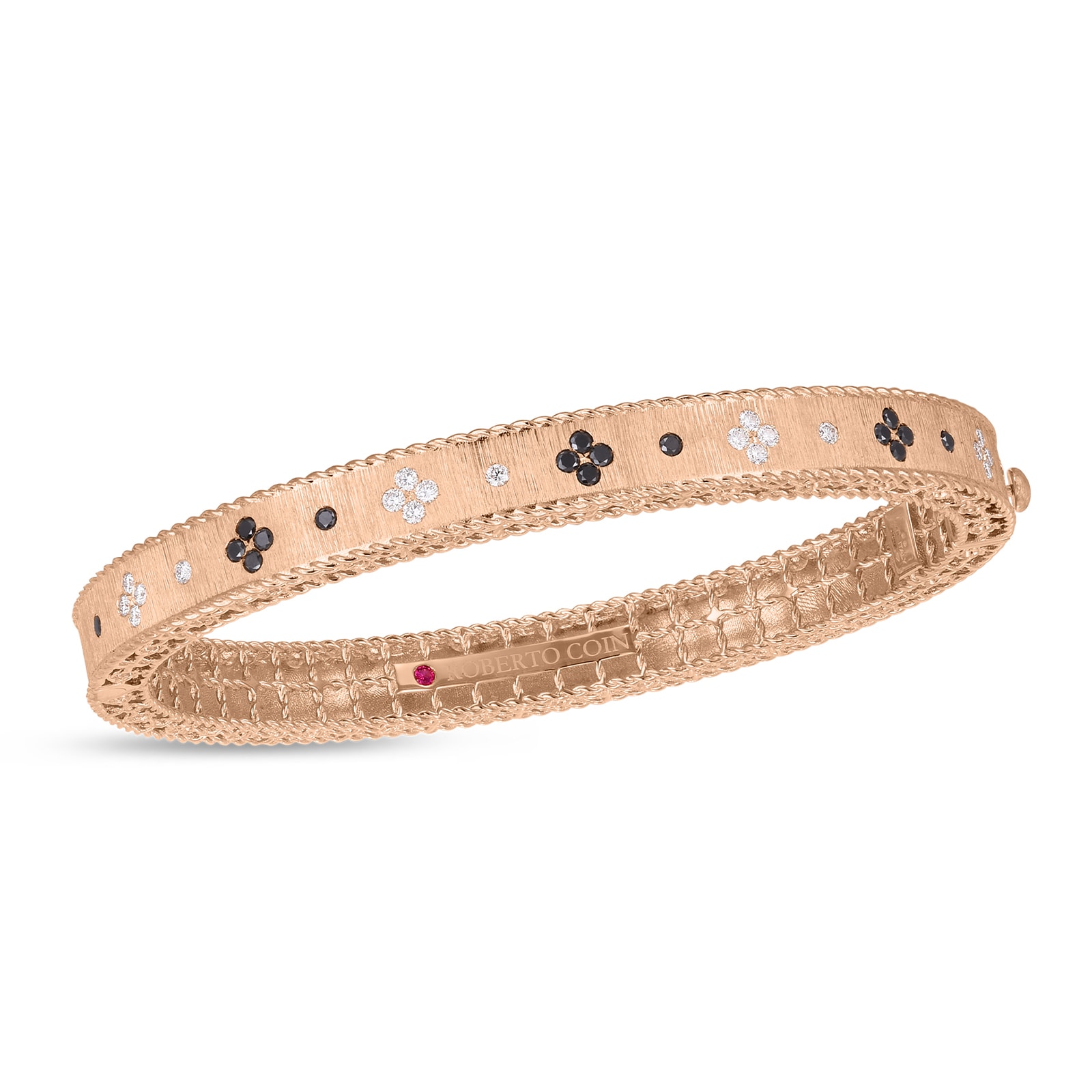Roberto Coin 18k Rose Gold Venetian Princess 0.45cttw Black and White Diamond Bangle Roberto Coin 18k Rose Gold Venetian Princess 0.45cttw Black and White Diamond Bangle