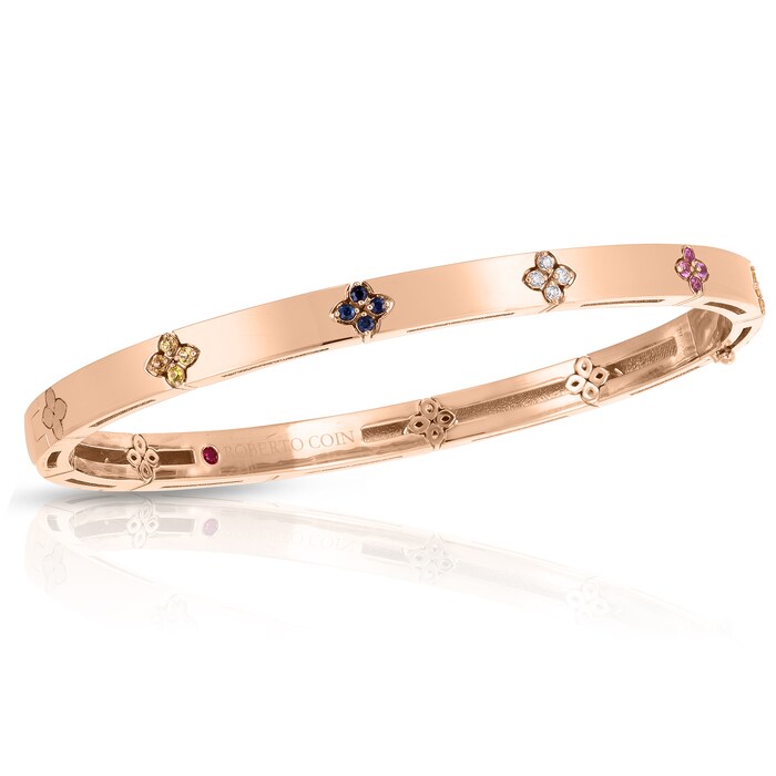 Roberto Coin 18k Rose Gold Venetian Princess 0.02cttw Diamond and Sapphire Bangle