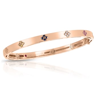Roberto Coin 18k Rose Gold Venetian Princess 0.02cttw Diamond and Sapphire Bangle