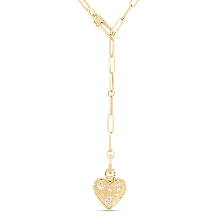 Roberto Coin 18k Yellow Gold Venetian Princess 0.22cttw Diamond Small Heart Medallion Necklace