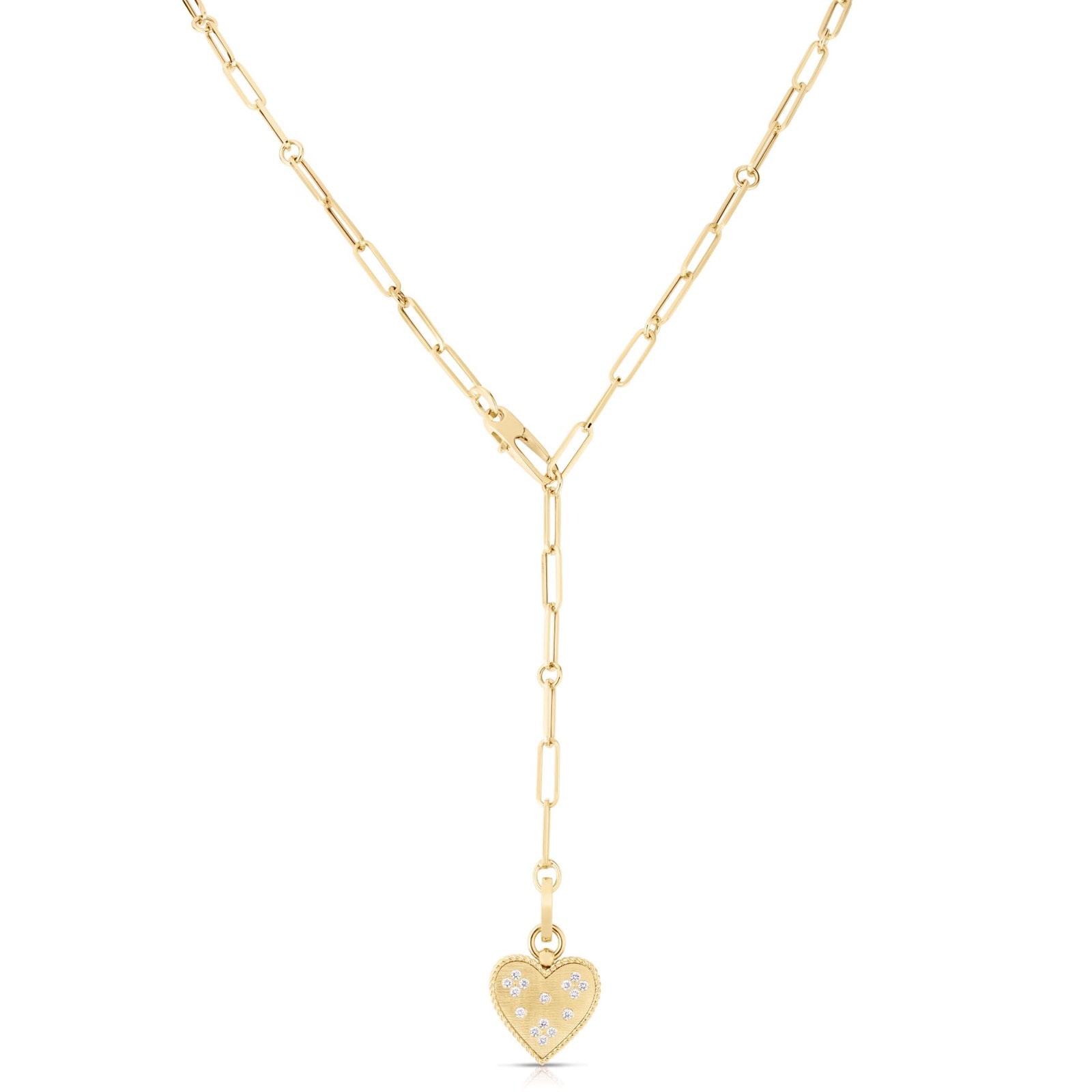 Roberto Coin 18k Yellow Gold Venetian Princess 0.22cttw Diamond Small Heart Medallion Necklace