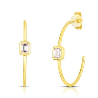 Roberto Coin 18k Yellow Gold 0.38cttw Emerald Cut Diamond Hoop Earrings Roberto Coin 18k Yellow Gold 0.38cttw Emerald Cut Diamond Hoop Earrings