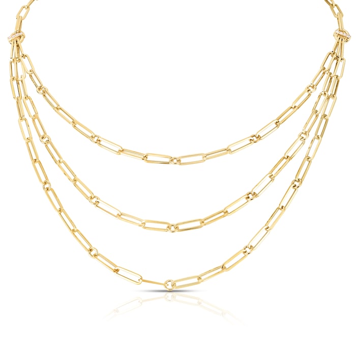 Roberto Coin 18k Yellow Gold Paperclip Triple Strand Necklace