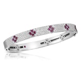 Roberto Coin 18K White Gold Love In Verona Pavé Diamond & Ruby Bangle