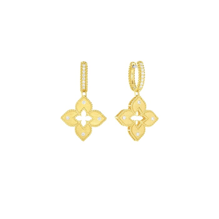 Roberto Coin 18K Yellow Gold Venetian Princess Diamond Flower Drop Earrings