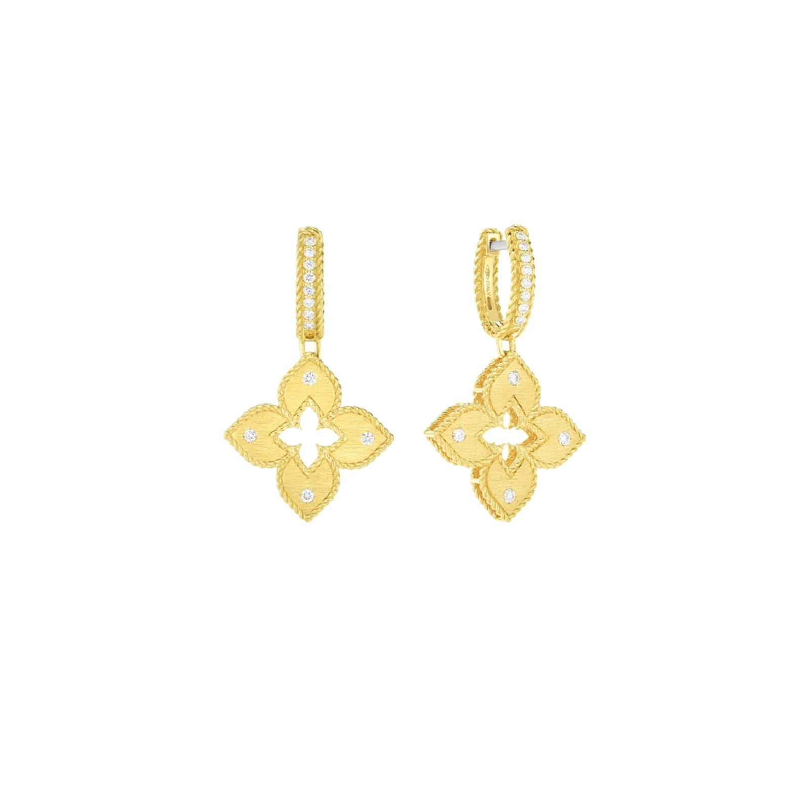 Roberto Coin 18K Yellow Gold Venetian Princess Diamond Flower Drop Earrings