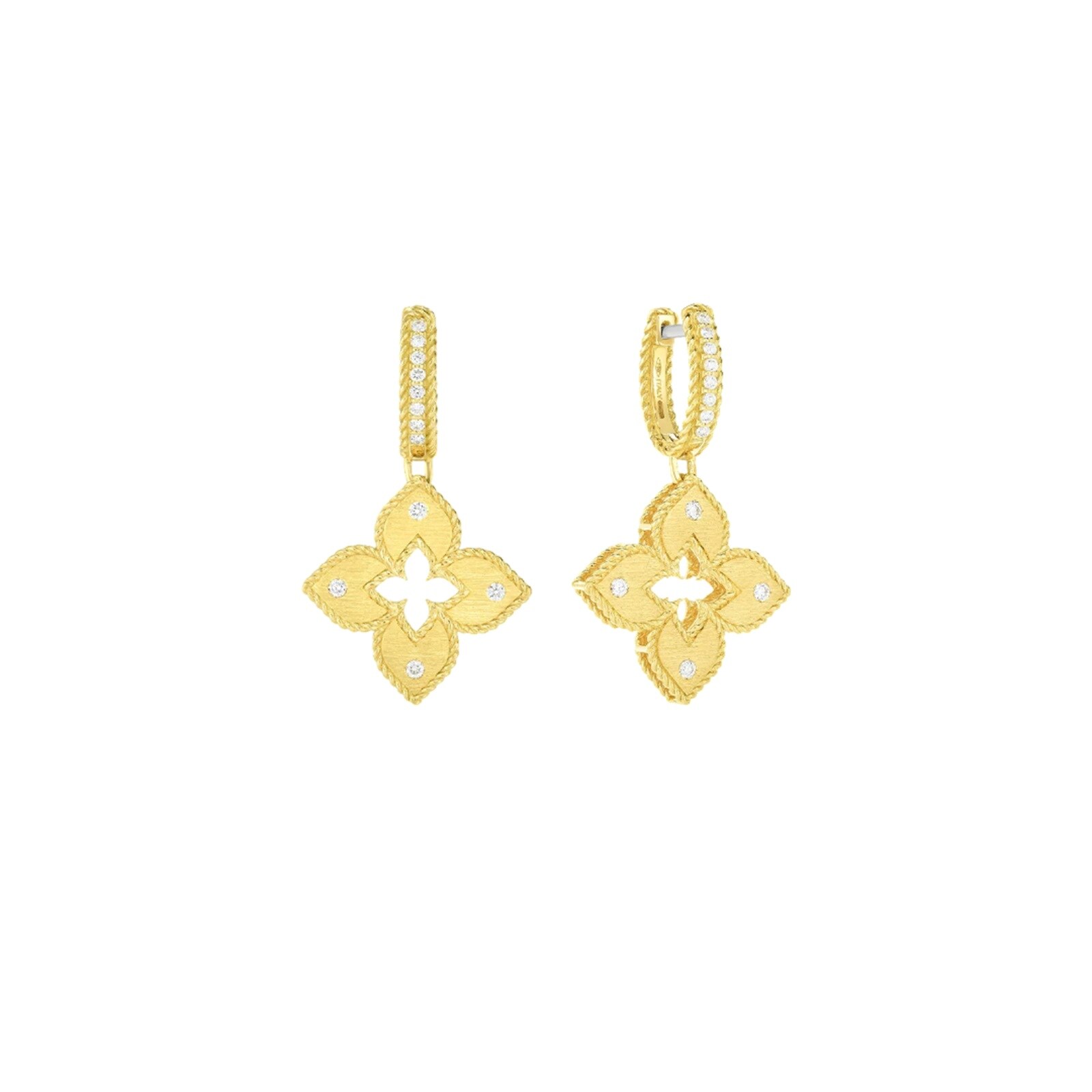 Roberto Coin 18K Yellow Gold Venetian Princess Diamond Flower Drop Earrings