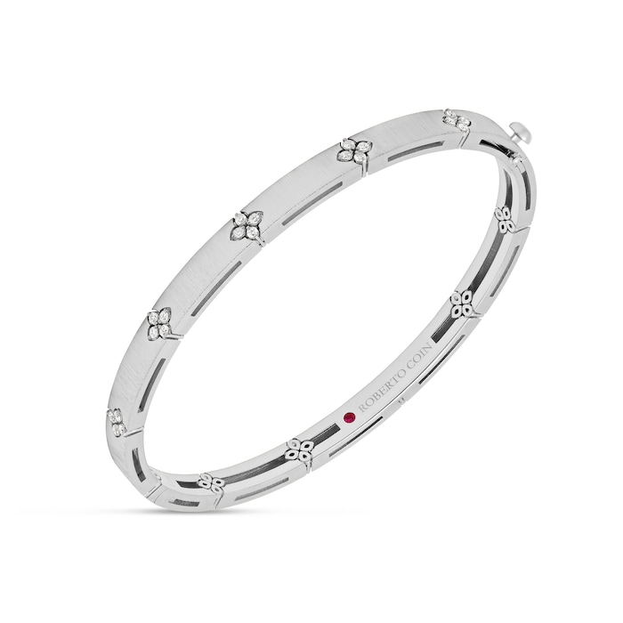 Roberto Coin 18ct White Gold Love In Verona 0.19ct Diamond Bangle