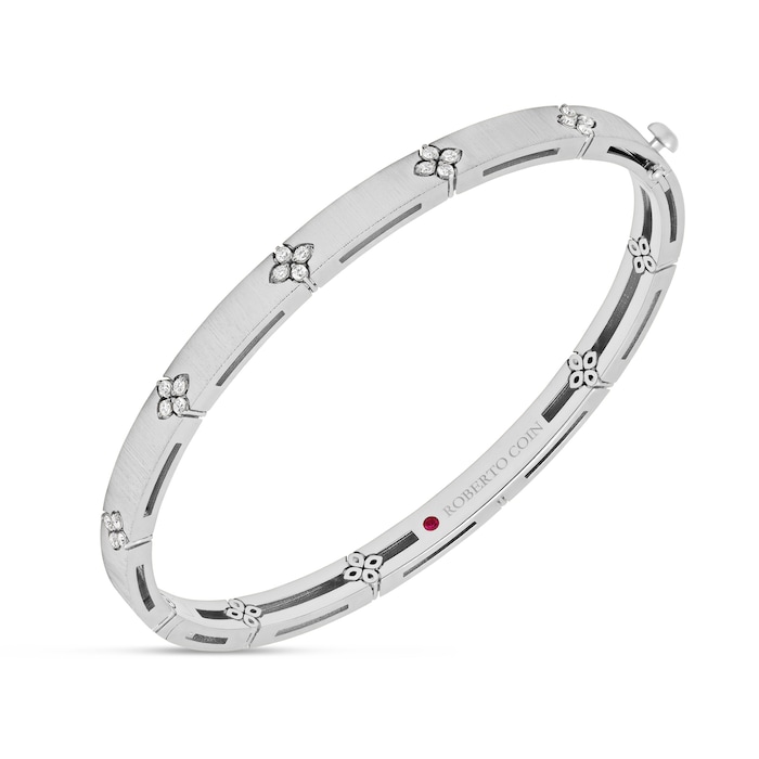 Roberto Coin 18ct White Gold Love In Verona 0.19ct Diamond Bangle