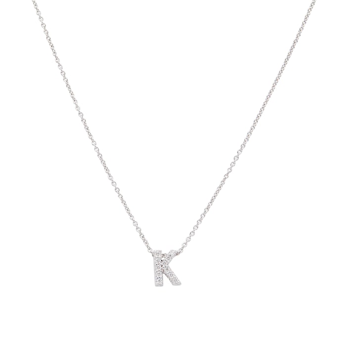 Roberto Coin 18k White Gold 0.05cttw Diamond Tiny Treasures Love Letter 'K' Necklace 18"