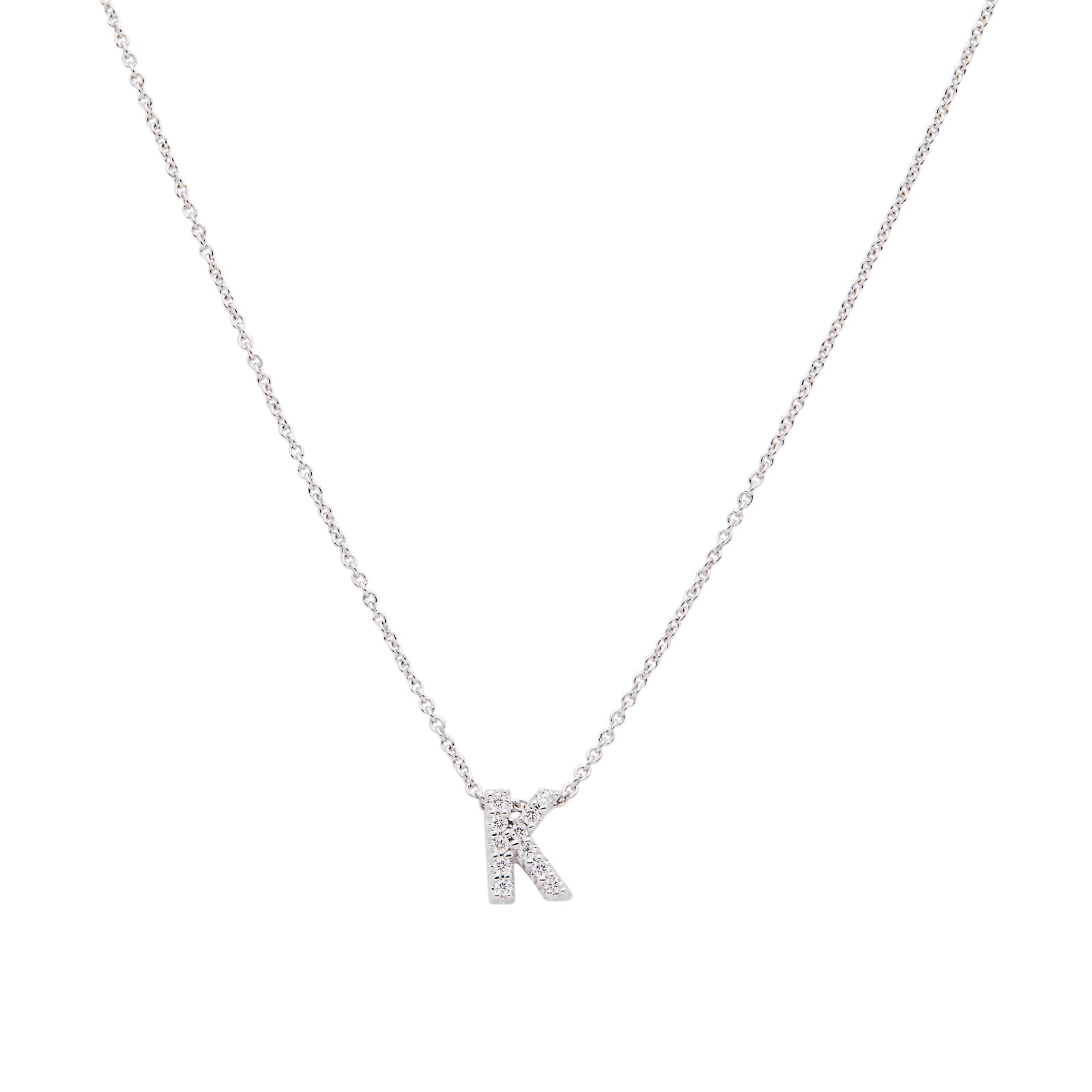 Roberto Coin 18k White Gold 0.05cttw Diamond Tiny Treasures Love Letter 'K' Necklace 18"
