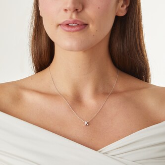 Roberto Coin 18k White Gold 0.05cttw Diamond Tiny Treasures Love Letter 'K' Necklace 18"