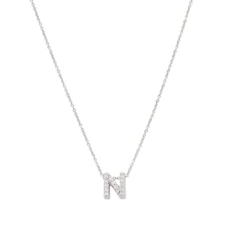 Roberto Coin 18k White Gold 0.07cttw Diamond Tiny Treasures Love Letter 'N' Necklace 18"