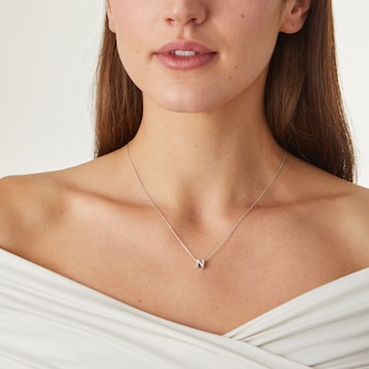 Roberto Coin 18k White Gold 0.07cttw Diamond Tiny Treasures Love Letter 'N' Necklace 18"