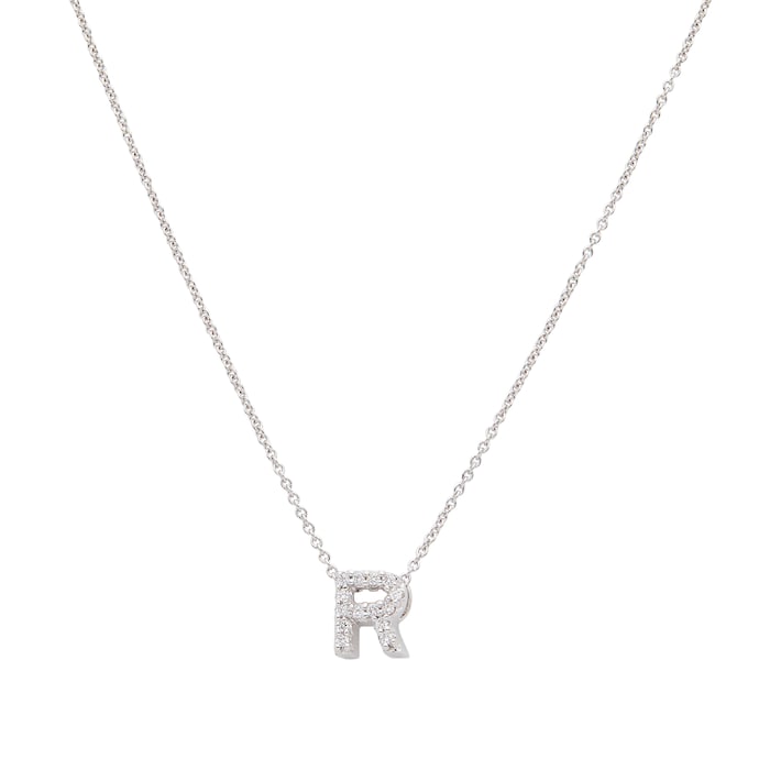 Roberto Coin 18k White Gold 0.06cttw Diamond Tiny Treasures Love Letter 'R' Necklace 18"